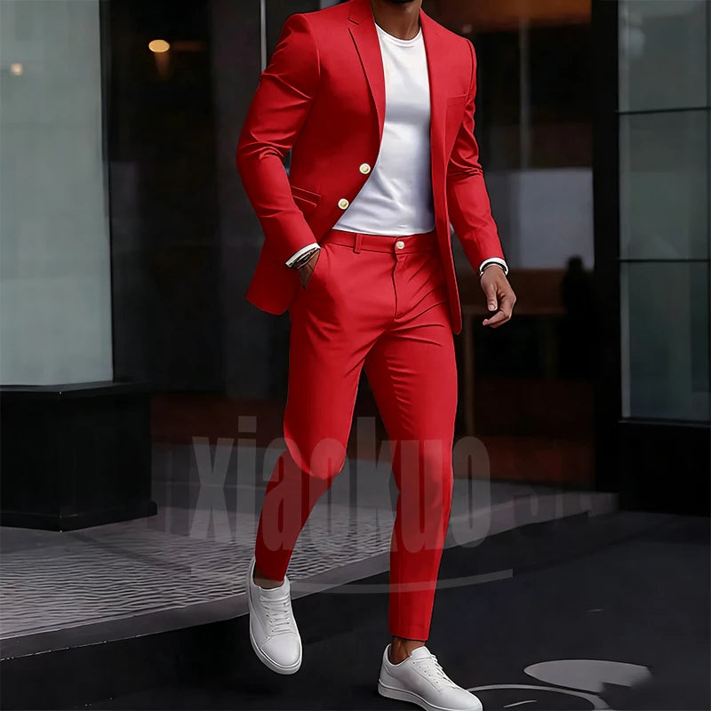 Men's Light Green Suit Set Single Breasted Casual Stylish Wear for Daily Party Fashion Solid Color Formal Male Suit 2 Piece