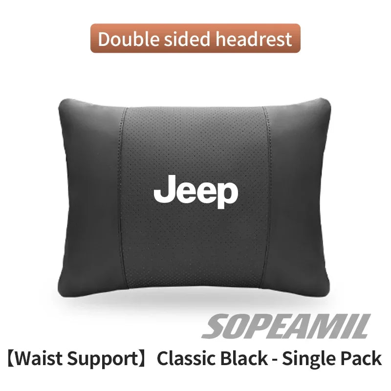 Car Suede Leather Headrest Seat Waist Cushion Pillow Jeep Patriot Commander Renegade Compass Grand Cherokee Wrangler Gladiator