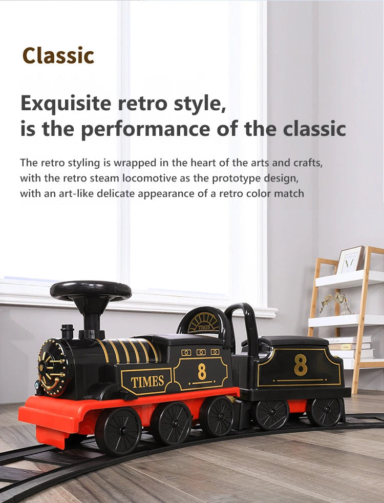 Child Electric Train Kids Riding Toy Ailway Classical  Model Can Carry Train Rail Car Children's Baby Walker Stroller Toys Gifts