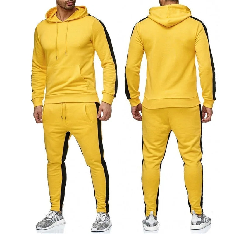 Men's 2 Piece Tracksuit Color Block Sweatsuit Stripes Casual Winter Long Sleeve Warm Moisture Wicking Breathable Sportswear Suit