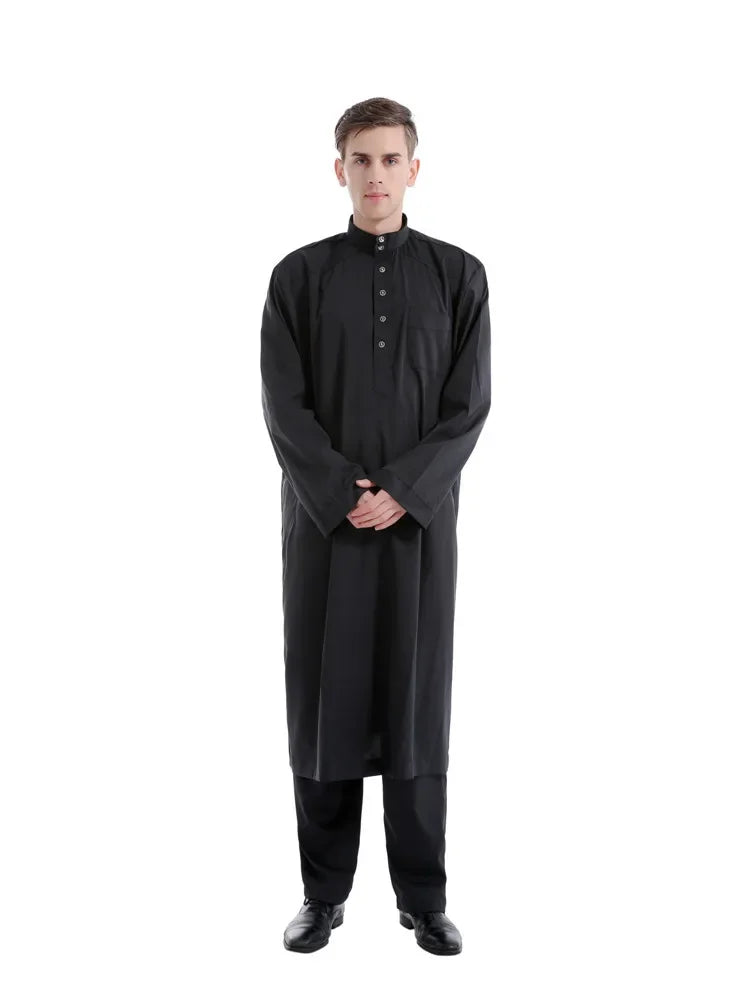 Muslim Robe Arab Men Thobe Ramadan Costumes Solid Arabic Pakistan Saudi Arabia Eid Turkey Abaya Male National Islamic Clothing
