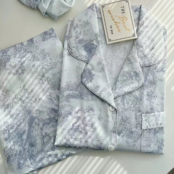 Short Sleeve Pajamas Sets Women Jacquard Loungewear Men Couple Summer New Homewear Loose Pijama Mujer Luxury 2 Pieces Lingerie