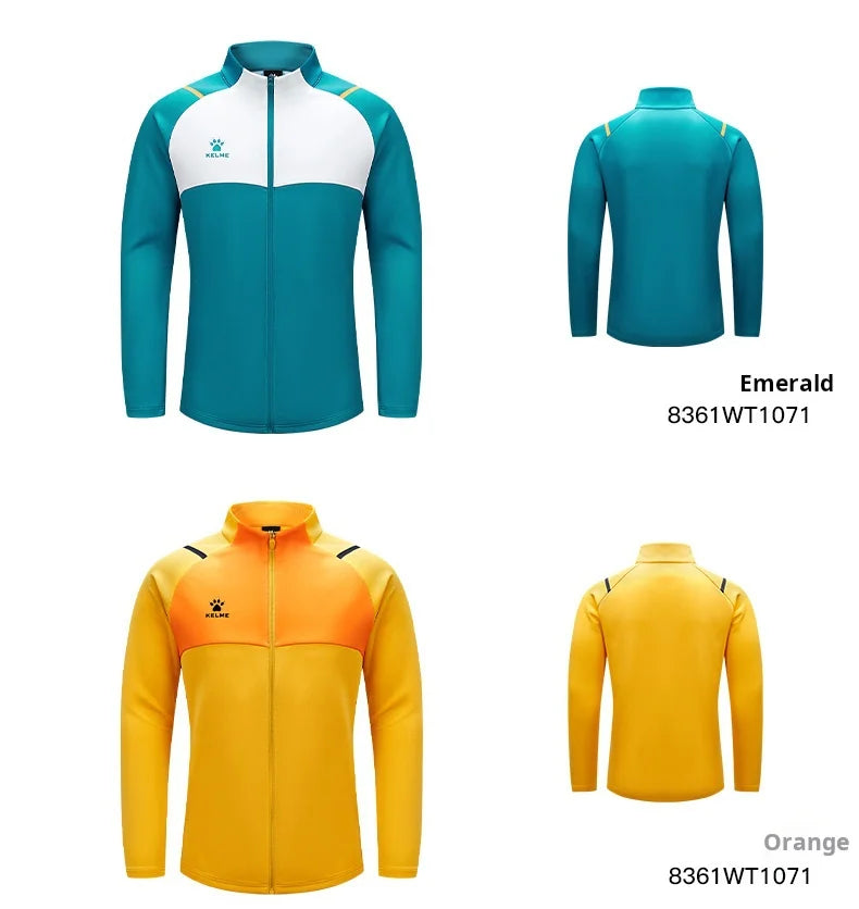 Kelme Football Training Knitted Jacket For Men's Spring 2024 Printed Stand Up Collar Cardigan Sports Coat Children's Sportswear