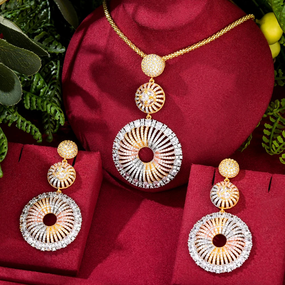GODKI Luxury 2PCS Nigerian Jewelry sets For Women Wedding Cubic Zircon CZ Dubai Gold Bridal Accessory
