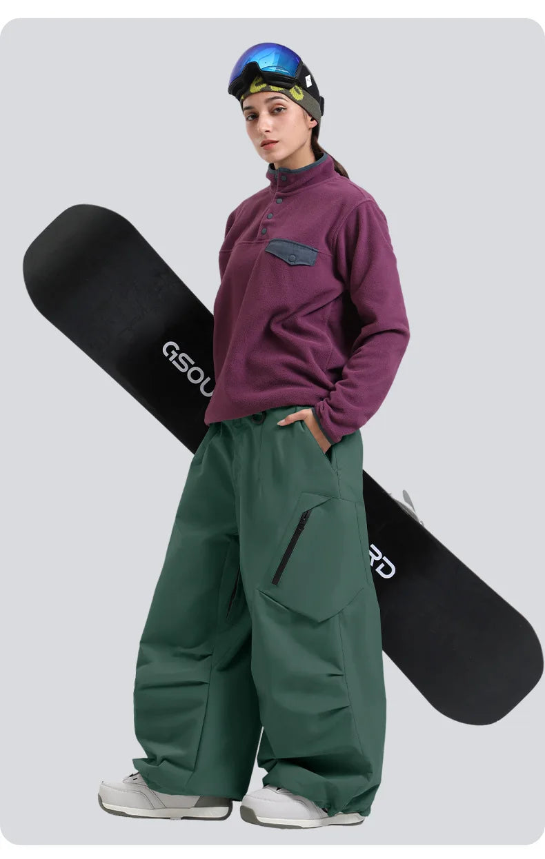Gsou Snow Men's & Women's Snowboard Pants Waterproof Windproof Ski Trousers Thermal Winter Workwear Loose Fit Outdoor Sportswear