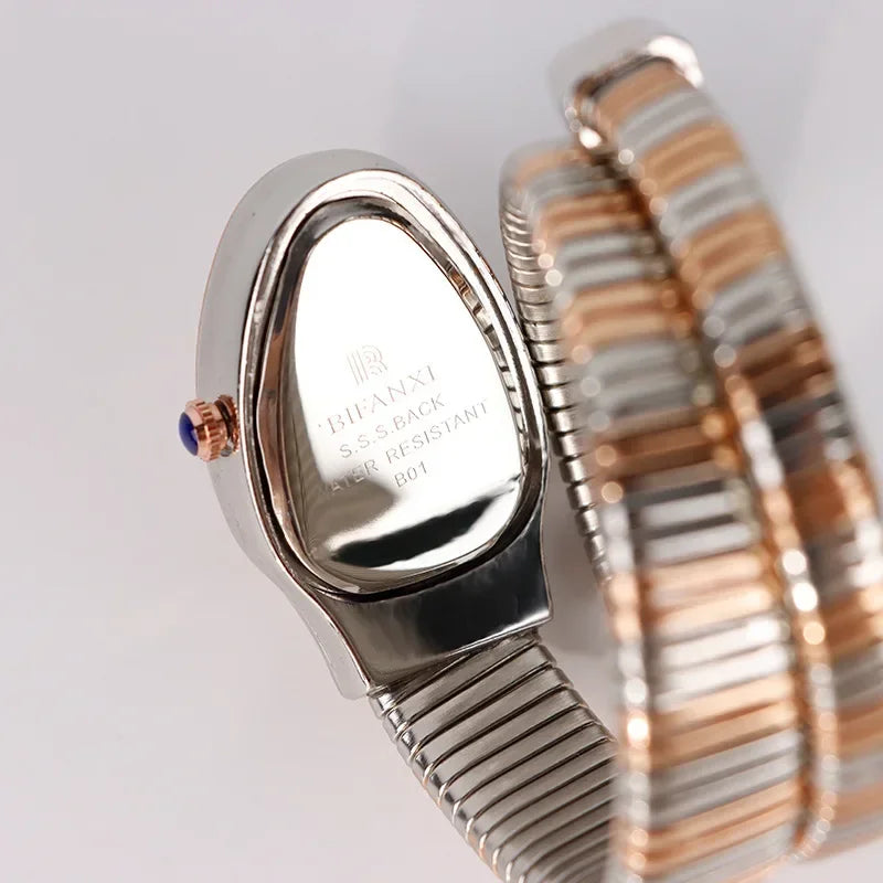 Gold Sliver Unique Creative Snake Shaped Design Bracelet Watch Women Quartz Watch Luxury Bangle Watches Ladies Clock AAA Watch