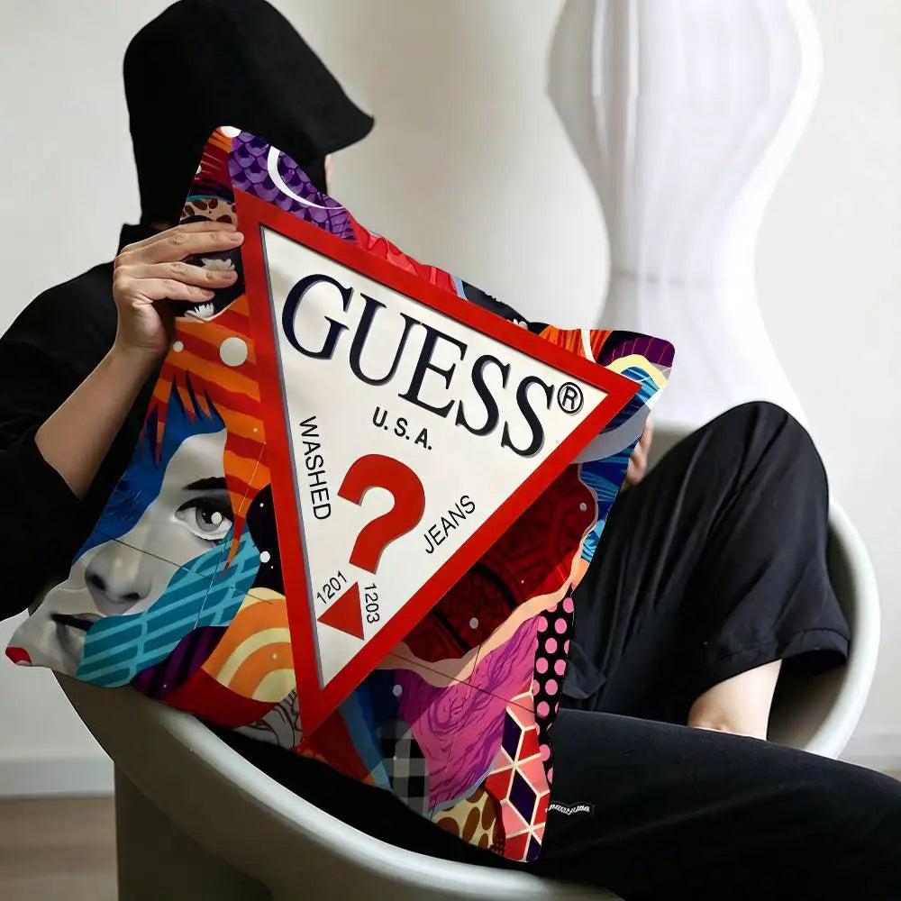 Fashion G_GuessS Logo Printed Pillow Gift Home Office Decoration Pillow Bedroom Sofa Car Cushion CoverPillow Case