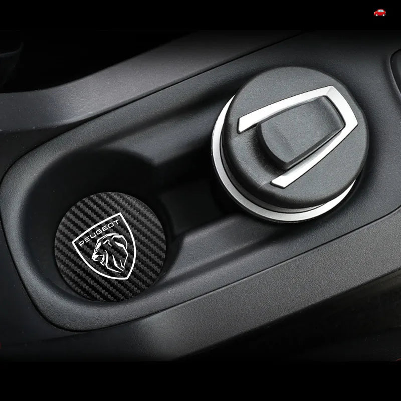 2Pcs Car Coasters Leather Water Cup Mat Auto Accessories For Peugeot 408 4008 308 3008 Rifter 5008 508 2008 208 301 RCZ 407 108