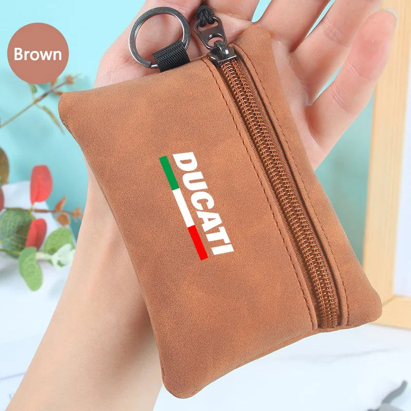 Portable Suede Motorcycle Logo Key Bag Wallets Coins Card Pouch For Ducati Panigale Diavel V2 Scrambler MONSTER 695 696 795 1200