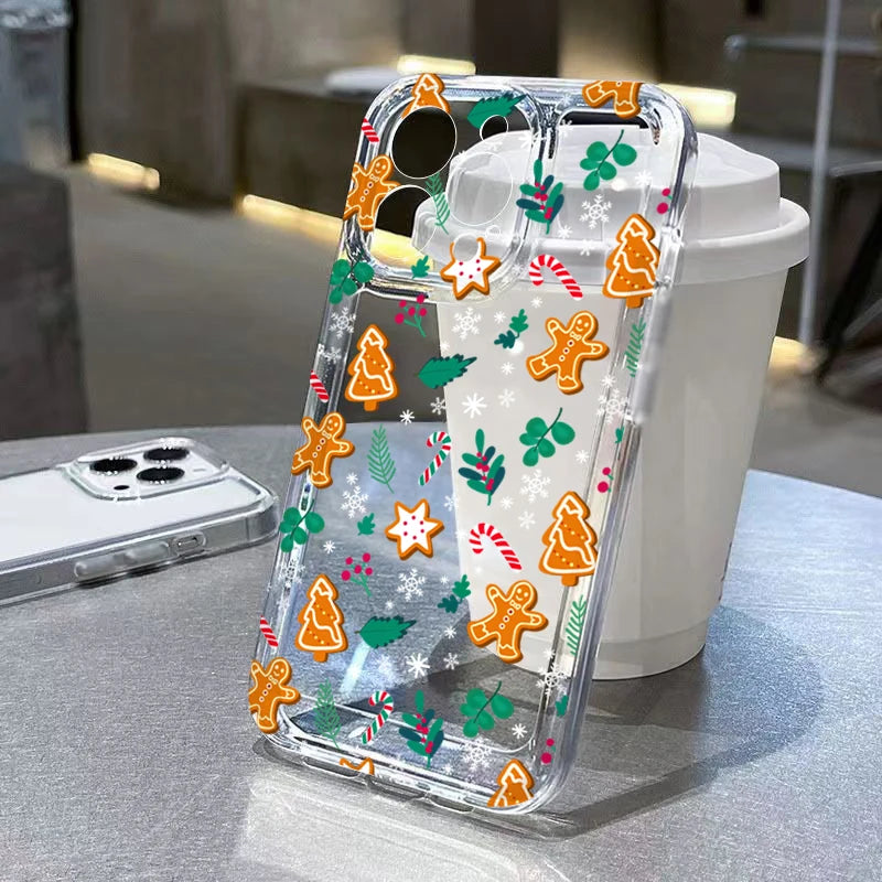 Christmas Tree Snowflake Gingerbread Man Clear Phone Case For iPhone 17 16 15 14 Pro Max 13 12 11 XS X XR 7 8 Plus 16E Air Cover
