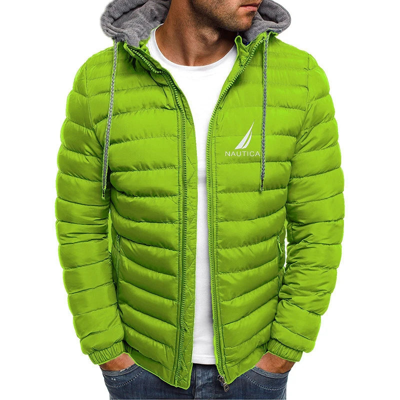 Brand oversized down jacket NAUTICA men's detachable hat thickened hooded cardigan drawstring winter thickened warm jacket top