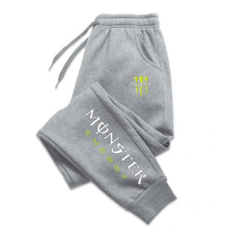 Monster Energy Letter Print Versatile Drawstring Casual Long Pants Men's Loose Straight Leg Jogger Pants