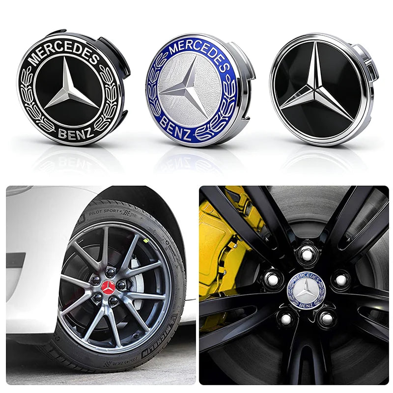 4Pcs 73mm Car Wheel Center Hub Caps Replacement Parts For Mercedes Benz AMG W203 W206 W220 W205 W211 W212 W201 W168 GLE GLS CLS