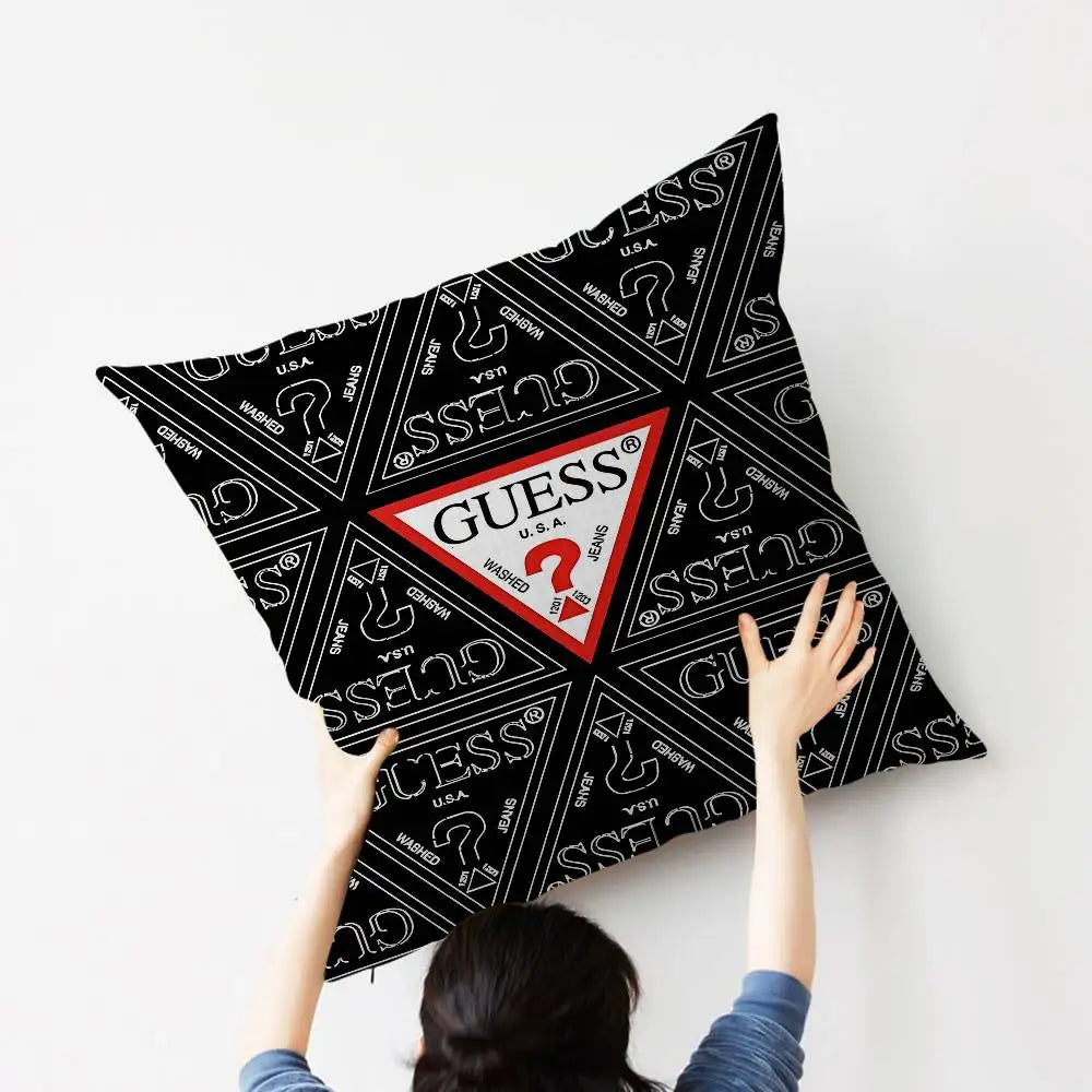 Fashion G_GuessS Logo Printed Pillow Gift Home Office Decoration Pillow Bedroom Sofa Car Cushion CoverPillow Case
