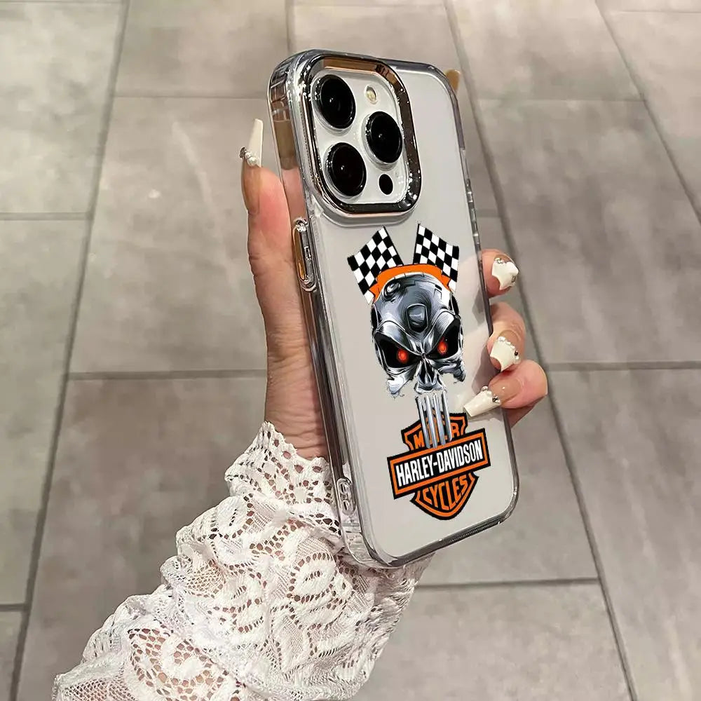 Motorcycle H-Harleys D-DavidsonsS Phone Case for Iphone 17 Air 16 15 14 13 12 11 Pro Max Plus Electroplated large hole soft shel
