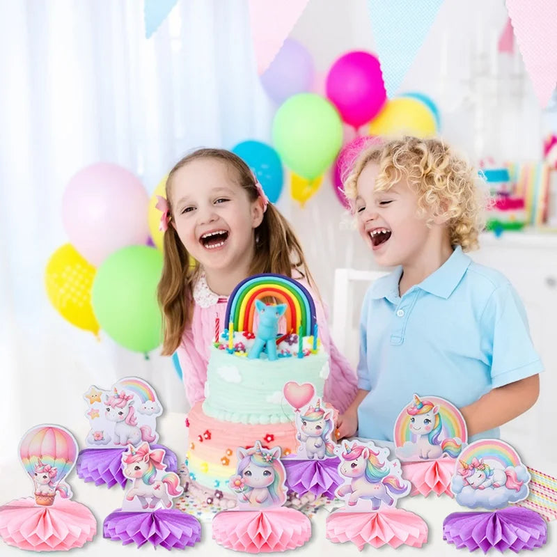 Rainbow Unicorn Honeycomb Ornament Set Rainbow Unicorn Birthday Party Decoration Kids Baby Shower Birthday Party Supplies
