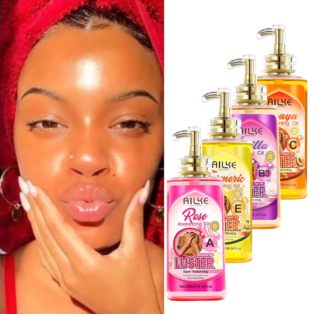 AILKE Lightening Body Massage Oil, Moisturizing, Anti Wrinkles, Dry Lines, Dark Spots Removal for All Skin Types, 300ml