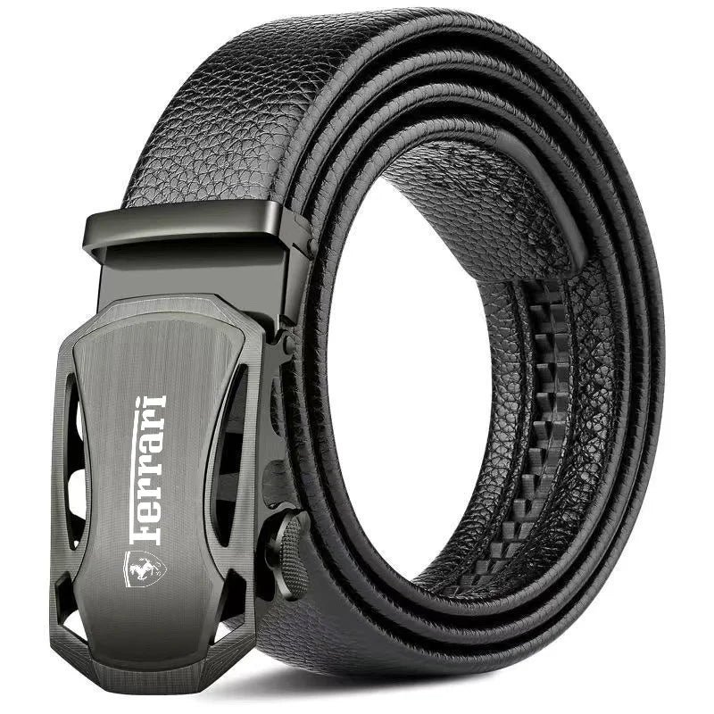 Fashion Car Logo Business Leather Belt Adjustable Waistband For Ferrari Roma Spider 296 488 SF90 360 F80 LaFerrari SF90 Stradale