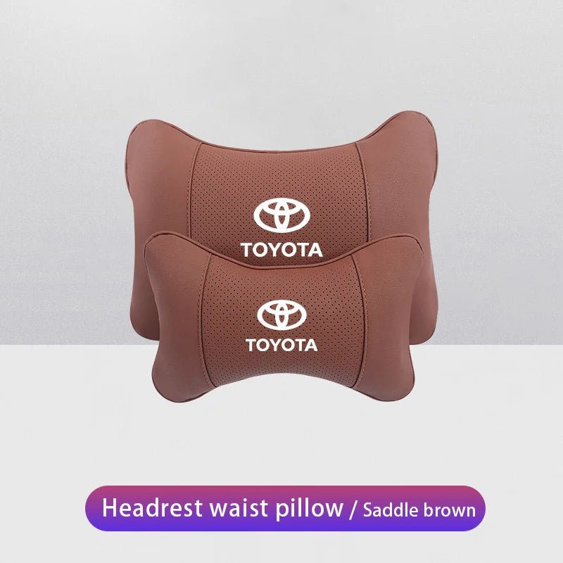 Leather Car Headrests Lumbar Pillows Auto Neck Pillows For Toyota Supra Aygo Prado RAV4 Hilux Yaris Corolla 4Runner Camry Avalon