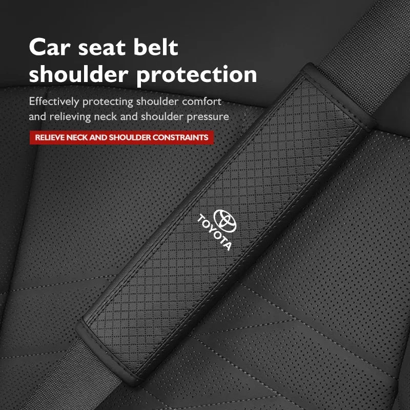 Leather Car Seat Belt Protector Pad Shoulder Strap Cover For Toyota Corolla Prius Auris CHR Land Cruiser Camry Avalon