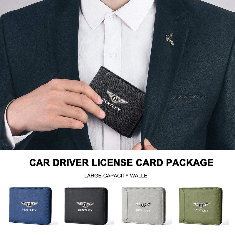 Men Wallet Card Holder Driver License Documents Wallet for New Bentley Flying Spur Continental GT Bentayga Mulsanne Accessories
