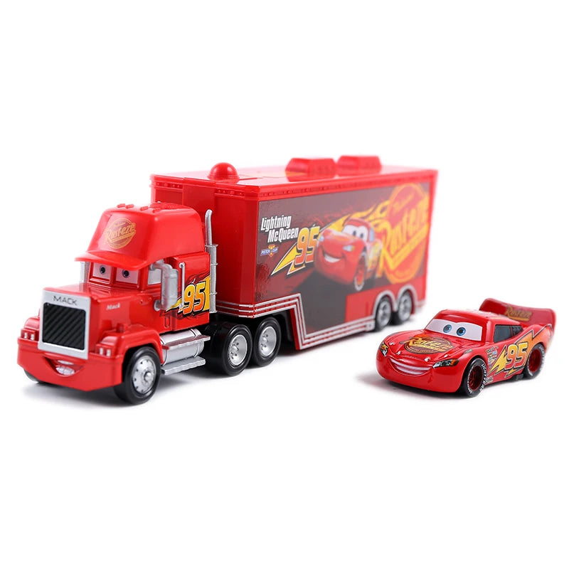 Disney Cars Figures Mack Truck Lightning McQueen Racing 1:55 Die Cast Model Children Mini Vehicle Toys Collection Birthday Gifts