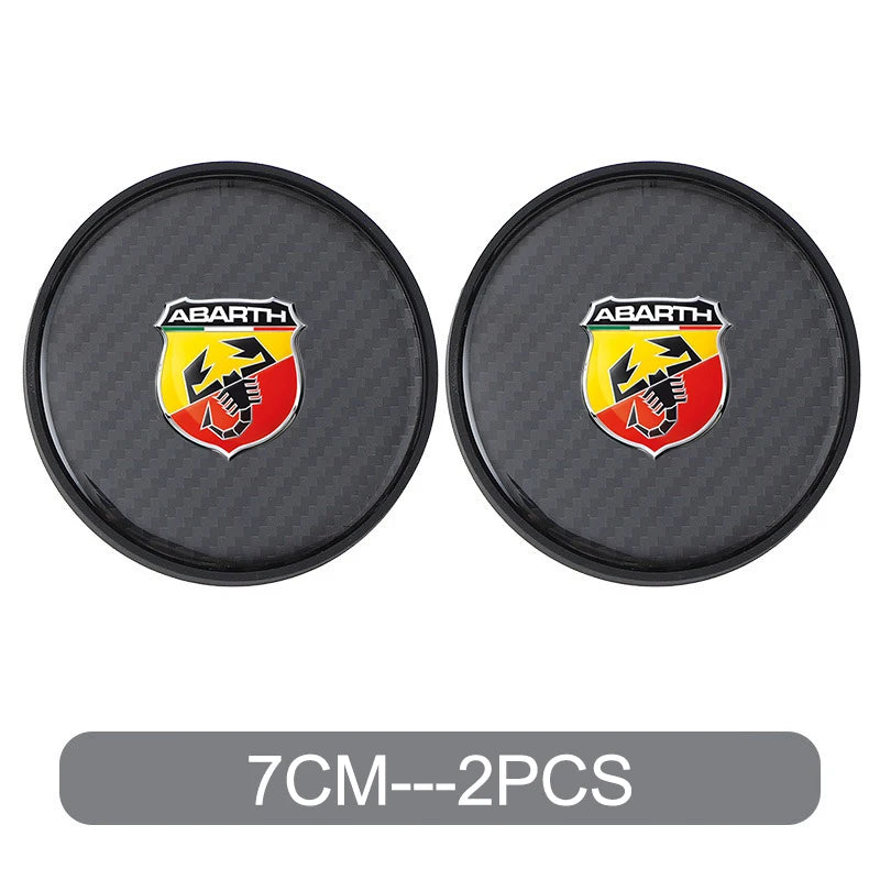 2PC Car Water Cup Pad Non Slip Coaster Drinks Mat For Abarth Punto 124 500 595 695 500X 500e Car Interior Auto Accessories