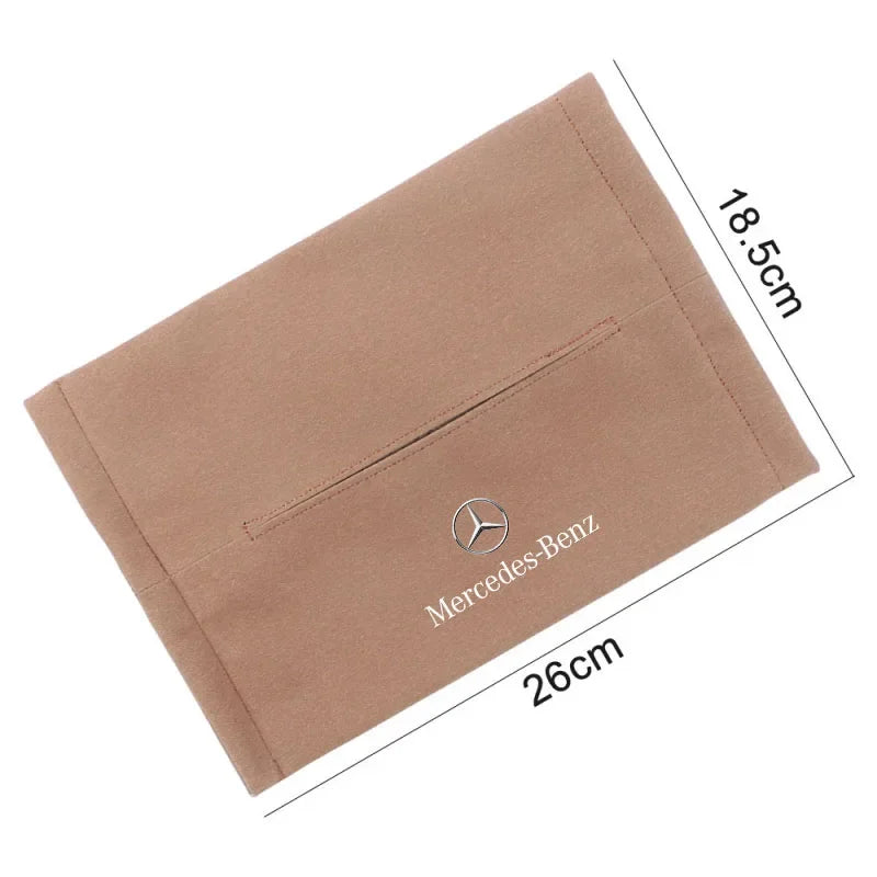 Car Tissue Box Suede Sun Visor Seat Back Hanging Bag For Mercedes Benz AMG W211 W204 W210 W203 CLA GLA GLS GLE Auto Accessories