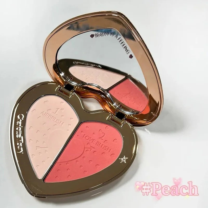 Charlotte Tilbury Shimmer Makeup Air Cushion Lightweight Moisture Oil Control Two Color Heart Shape Powder Blusher Unique Design