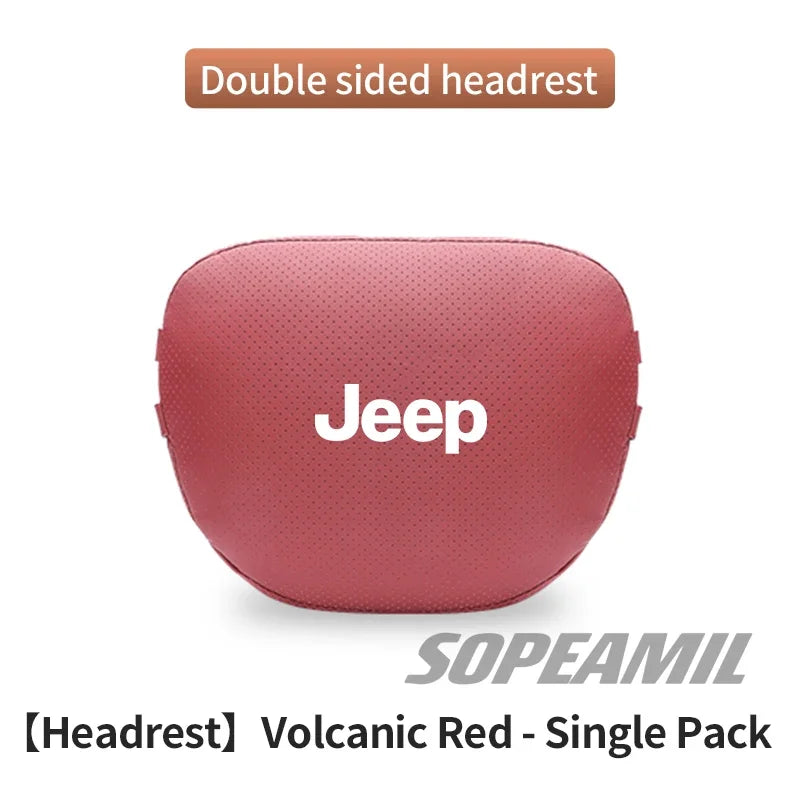 Car Suede Leather Headrest Seat Waist Cushion Pillow Jeep Patriot Commander Renegade Compass Grand Cherokee Wrangler Gladiator