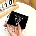 G-Guess-s logo White Oxford Cloth Zipper Coin Purse Lightweight Hanging Key Pouch Card Holder For Daily Use