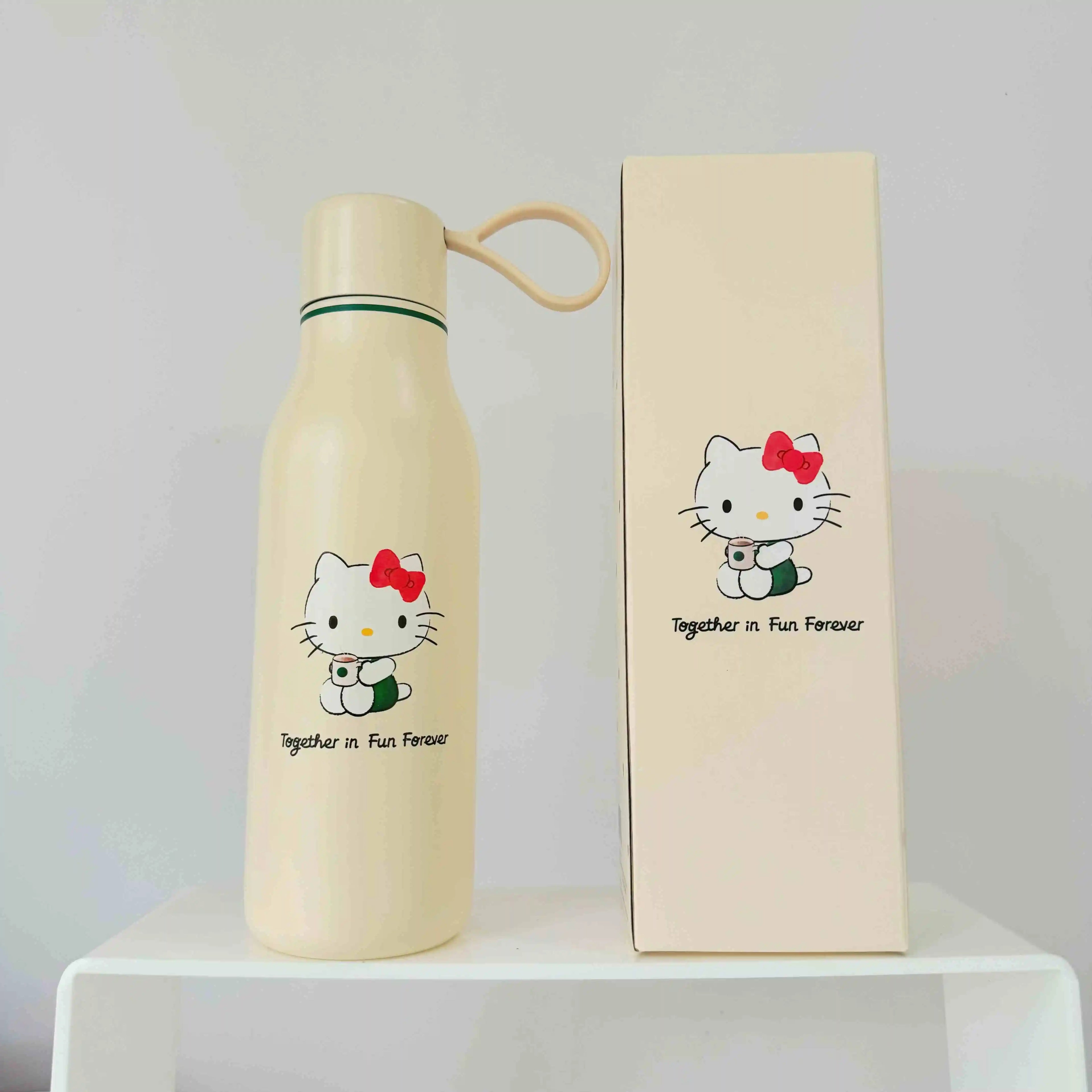 New Hot Limited Edition Sanrio Hello Kitty Co-Branded Cute Mug Straw Cups Stainless Steel Cup Collectibles Cups Halloween Gifts