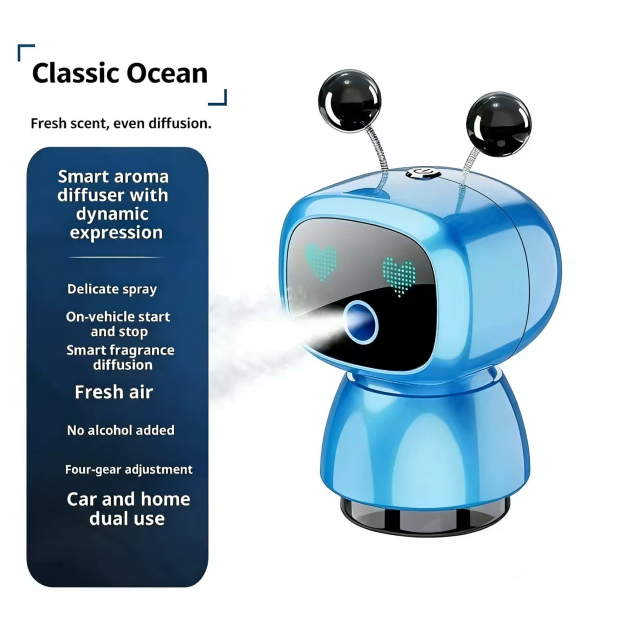 Smart Robot Car Air Vent Perfume Clip Auto On/Off with Car Start New Spring Summer Style Long Lasting Fragrance Odor Eliminator