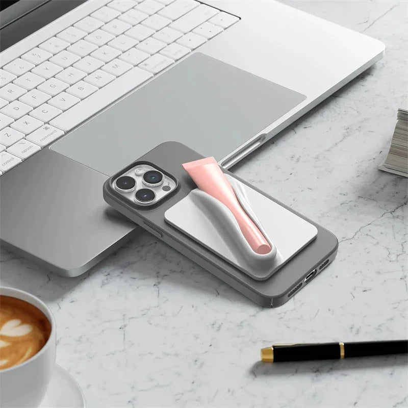Lip Gloss Lipstick Lip Holder Soft Silicone Strong Adhesive Stand for IPhone 15 14 16 Pro Max Samsung S24 S25 Universal Bracket