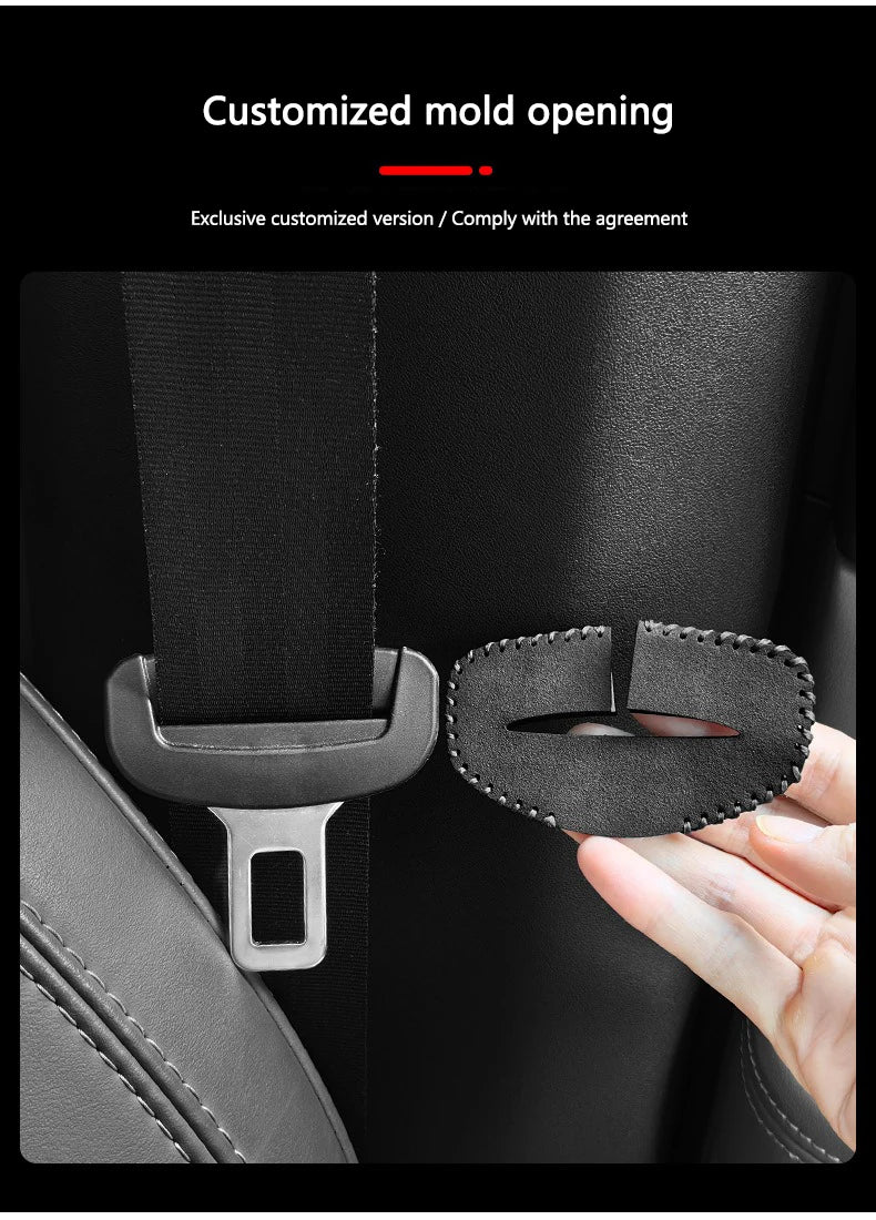 2PCS Suede Ferrari Emblem Car Seat Belt Buckle Cover Protector Case For Ferrari Roma 488 Portofino F8 Roma Spider SF90 Superfast