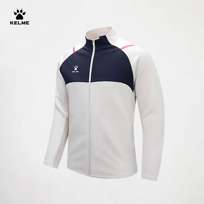 Kelme Football Training Knitted Jacket For Men's Spring 2024 Printed Stand Up Collar Cardigan Sports Coat Children's Sportswear