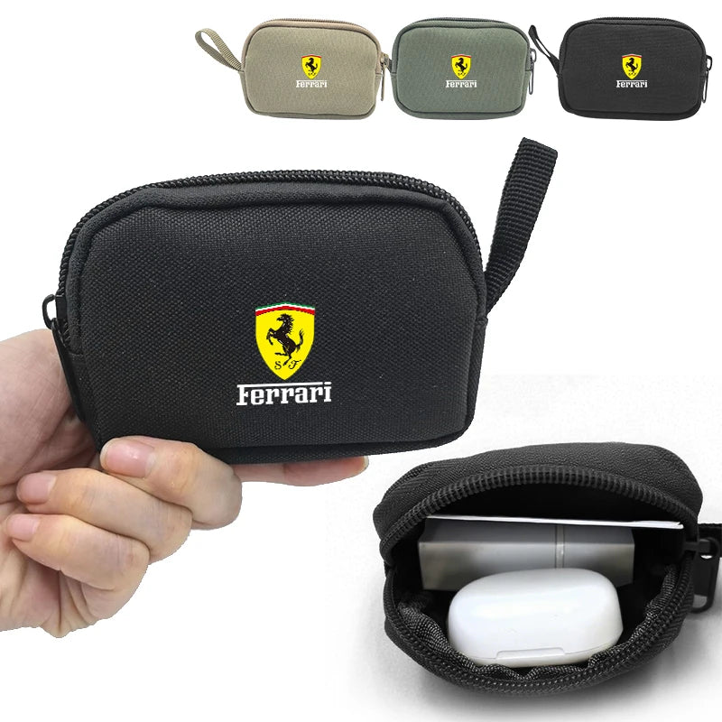 Car Logo Portable Mini Coin Purse Key Bag Storage Bag for Ferrari Series 296 GTB GTS Roma Purosangue 812 Competizione SF90 F8