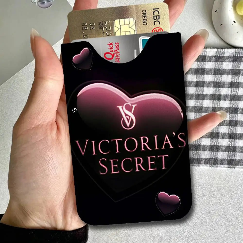 Classic Logo V-VictoriaS S-Secret Leather Card Wallet Soft Lightweight Portable Credit ID Card Holder Daily Commute Card Case