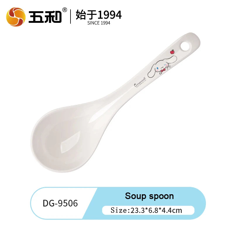 For Sanrio Cinnmoroll Children Tableware Cartoon Soup Spoons Anti-Fall Dining Plates Salad Bowls Water Cups Food-grade Tableware