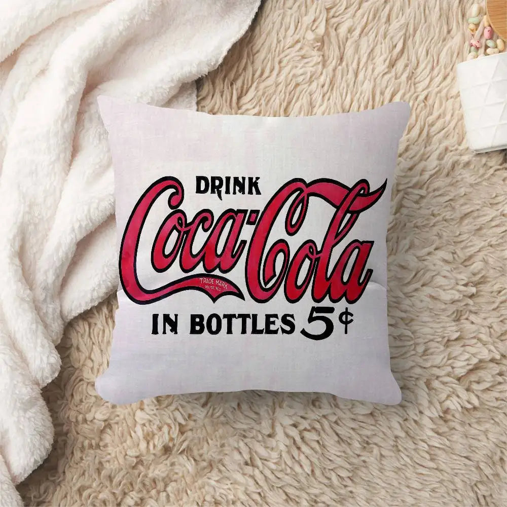 C-Coca C-cola Vintage Logo Pillow Cushion Cover Pillowcase Living Room Sofa Home Decor Customized