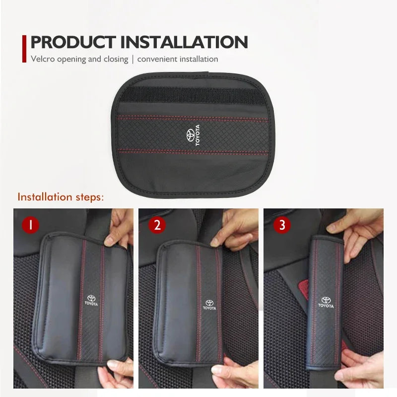 Leather Car Seat Belt Protector Pad Shoulder Strap Cover For Toyota Corolla Prius Auris CHR Land Cruiser Camry Avalon