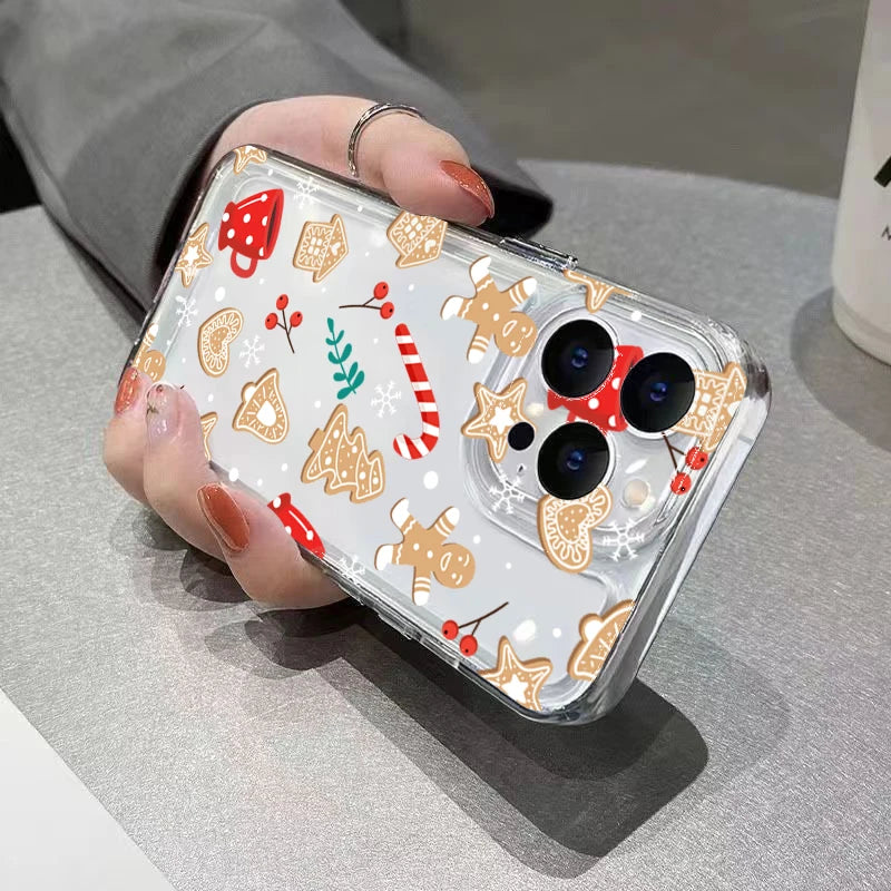 Christmas Tree Snowflake Gingerbread Man Clear Phone Case For iPhone 17 16 15 14 Pro Max 13 12 11 XS X XR 7 8 Plus 16E Air Cover