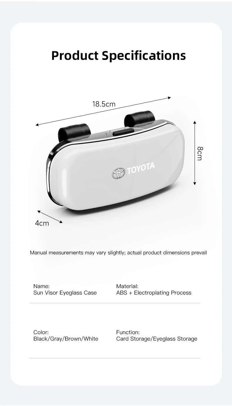 Car Sun Visor Glasses Case Sunglasses Storage Gift Box Accessories For Toyota Crown GR Corolla Camry Prado Aygo Cruiser CHR Rav4