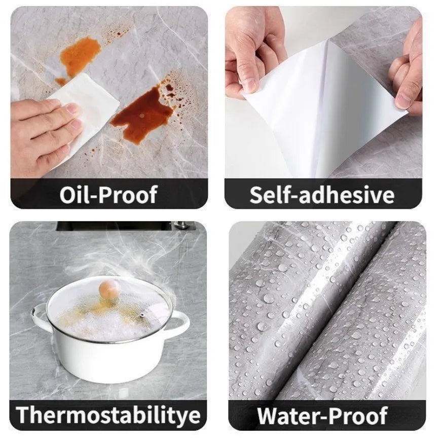 60cm/80cm Marble Self Adhesive Wallpaper Peel and Stick Wallpaper Kitchen Bathroom Contact Paper Modern Waterproof Wall Stickers