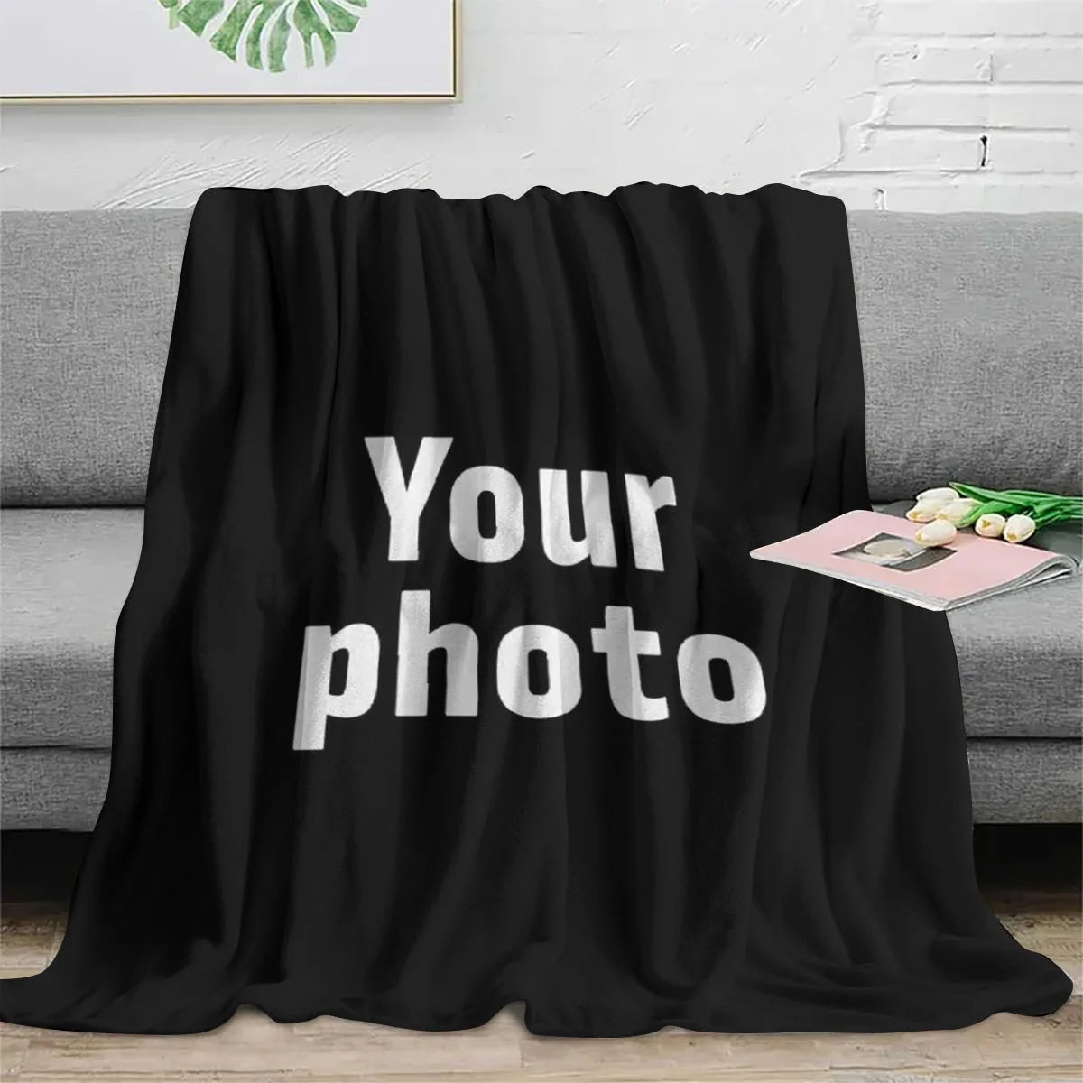 Customized Winter Personalized Thick Flannel Blanket with Warm Photo Print Soft Warm Cozy Multi-Purpose for Sofa Bed Office Nap
