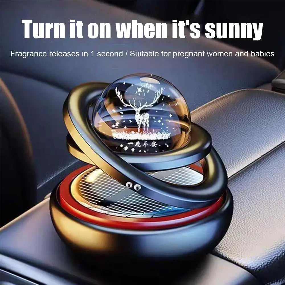 Solar Car Air Freshener Rotating Aromatherapy Diffusing Car Interior Air Freshener Perfume Fragrance Mist Without Tablet ﻿