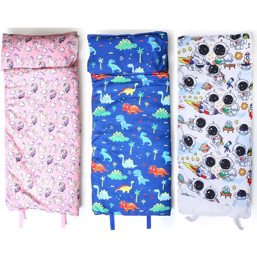 Toddler Nap Mat for Daycare Preschool: Kids Sleeping Bag with Pillow and Blanket Kindergarten Prek Naptime Slumber Bag Roll Up