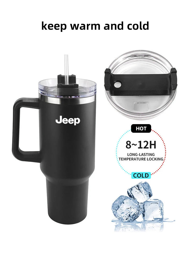 1200ML Car Mug Vacuum Cup 304 Stainless Steel Thermos For Jeep Grand Cherokee Wrangler JK Gladiator Compass Renegade Wagoneer