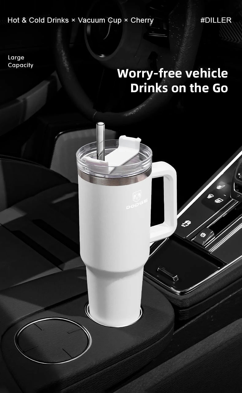 Car Straw Cup Large Capacity Portable Car Outdoor Insulated Cup For Dodge Ram Durango Charger SRT Dart Journey Avenger Caliber