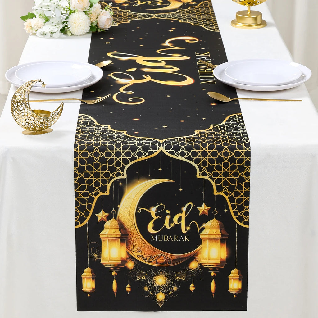 Ramadan Table Runner Eid Mubarak Decoration 2026 for Home Ramadan Kareem Ramadan Mubarak Islamic Muslim Party Eid Al-Fitr Gifts